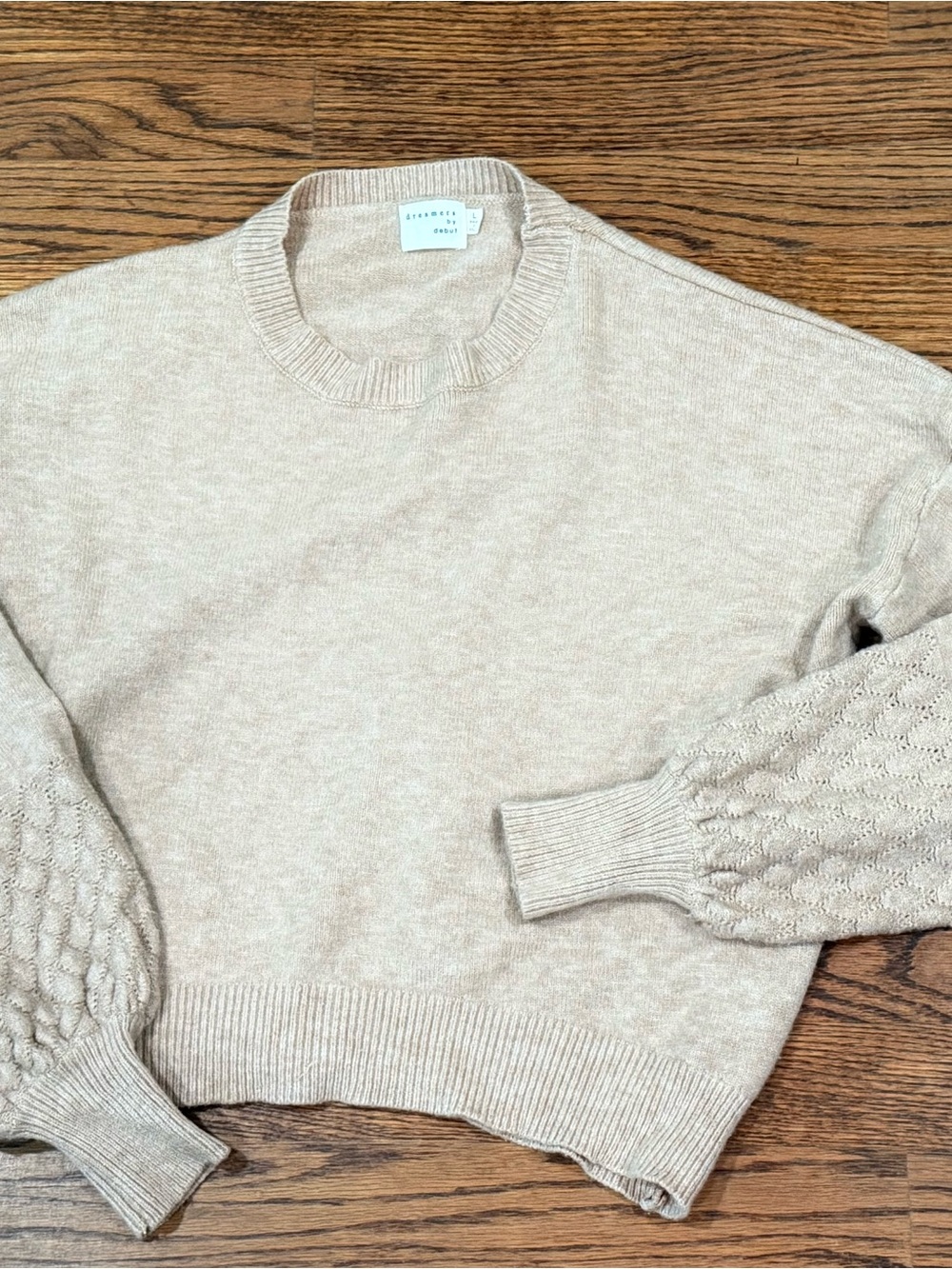 Dreamers By Debut Cable-Sleeve Knit Cropped Sweater